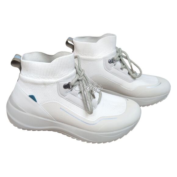 Vessi Stormburst High Womens 9 Dune Beige Waterproof DymaTex Knit Sneaker Boot - Picture 4 of 13